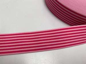 Elastik til undertøj  - 4 cm i stribet i lyserød / pink 